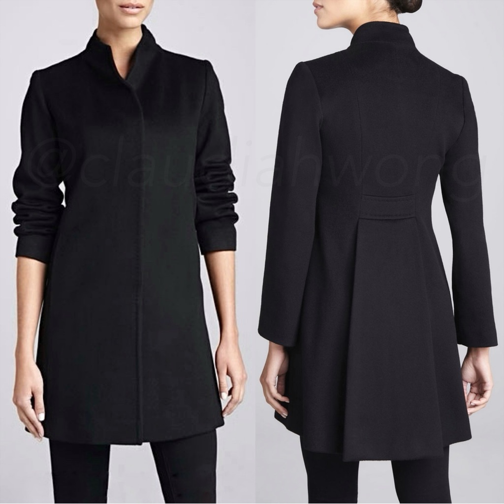 Fleurette Loro Piana 100% Wool Hidden Placket Pleated Coat In Black